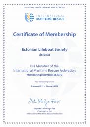 International Maritime Rescue Federation membership certificate