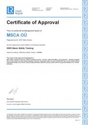 GWO BASIC SAFETY AUGMENTED REALITY TRAINING CERTIFICATE ADDENDUM